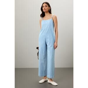 A.P.C. Blue Denim 100% Cotton Stonewash Tie Back Loose Fit Jumpsuit Size 38